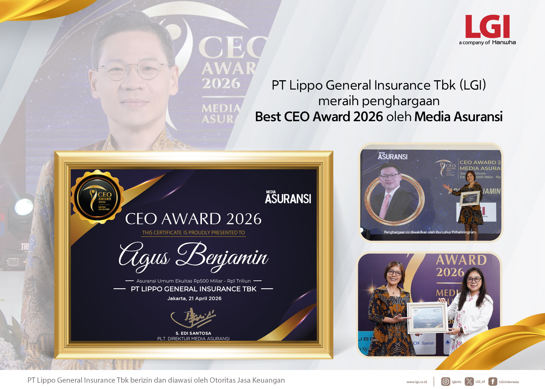 PT Lippo General Insurance Tbk (LGI) meraih penghargaan Best CEO Award ...